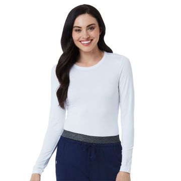 Maevn 6909 Women's Basic Long Sleeve Underscrub Tee - White
