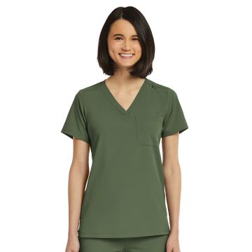 ScrubJoy SJ101 Women's Fitted One-Pocket V-Neck Top - Olive