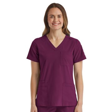 ScrubJoy SJ103 Women's Fitted Six-Pocket V-Neck Top