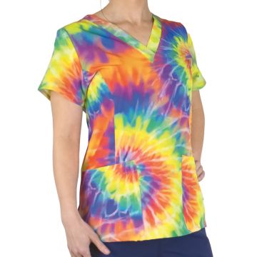 ScrubJoy SJP1 Women's Two-Pocket V-Neck Print Top