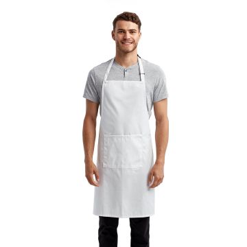 Artisan Collection by Reprime RP154 Unisex 'Colours' Recycled Bib Apron with Pocket - WHITE
