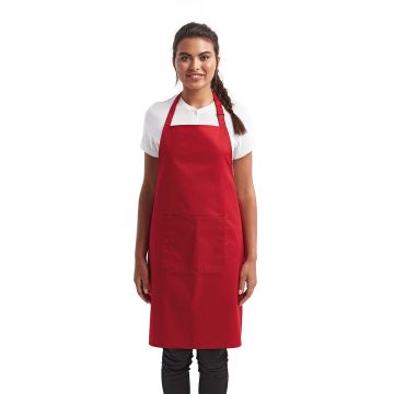 Artisan Collection by Reprime RP154 Unisex 'Colours' Recycled Bib Apron with Pocket - RED