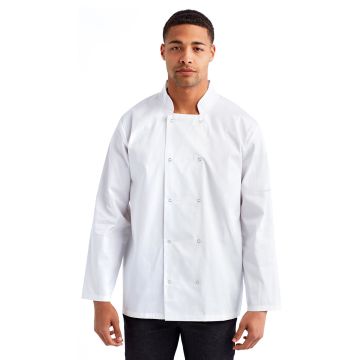 Artisan Collection by Reprime RP665 Unisex Studded Front Long-Sleeve Chef's Jacket - WHITE