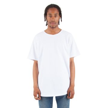 Shaka Wear SHCLT Adult 6 oz., Curved Hem Long T-Shirt - WHITE