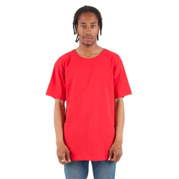 Shaka Wear SHCLT Adult 6 oz., Curved Hem Long T-Shirt - RED