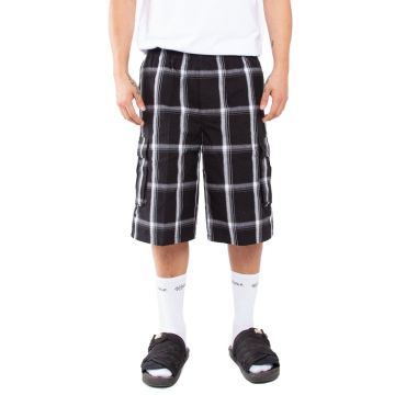 Shaka Wear SHSP Unisex Plaid Shorts - BLACK