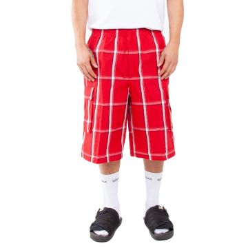 Shaka Wear SHSP Unisex Plaid Shorts - RED