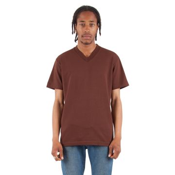Shaka Wear SHVEE Adult 6.2 oz., V-Neck T-Shirt - BROWN