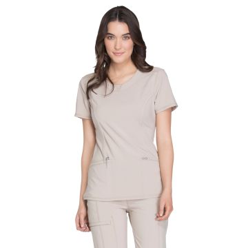 Infinity 2624A Women's Stretch Rib-knit Back Panel Round Neck Top