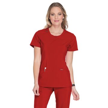Infinity 2624A Women's Stretch Rib-knit Back Panel Round Neck Top - Red