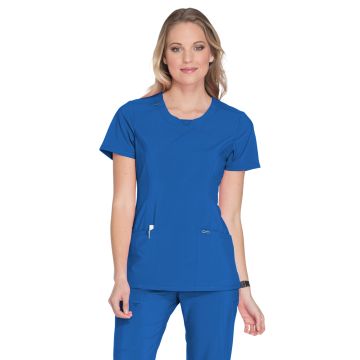 Infinity 2624A Women's Stretch Rib-knit Back Panel Round Neck Top - Royal