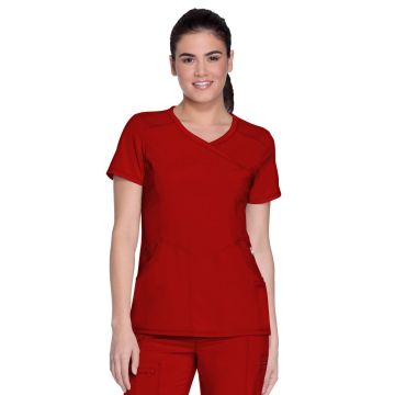 Infinity 2625A Women's 4-Pocket Mock Wrap Top - Red
