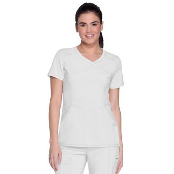 Infinity 2625A Women's 4-Pocket Mock Wrap Top - White