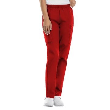 Cherokee 4200 Women's Natural Rise Tapered Pull-On Cargo Pant - Red