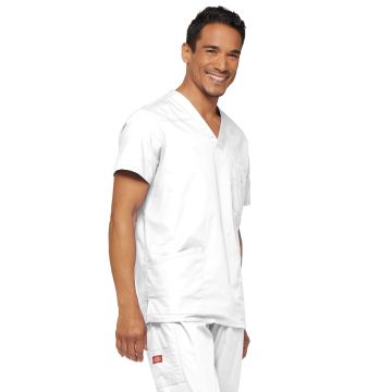 Dickies Medical 81906 Men's 5-Pocket V-Neck Top - White