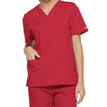 Dickies Medical 86706 Women's 2-Pocket V-Neck Top - Red