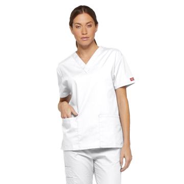 Dickies Medical 86706 Women's 2-Pocket V-Neck Top - White