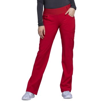 Cherokee CK002 Women's 4-Pocket Mid Rise Pant - Red