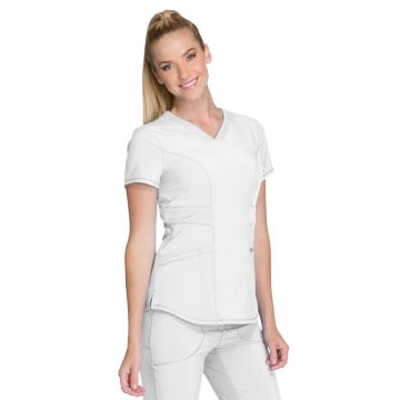 Infinity CK623A Women's 3-Pocket V-Neck Top - White