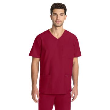 Cherokee CK783A Men's 3-Pocket Tuck-In V-Neck Top - Red