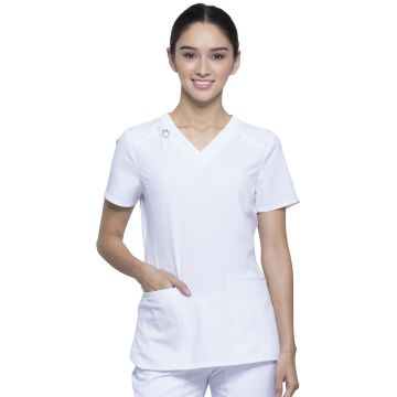 Infinity CK865A Women's 2-Pocket V-Neck Top - White