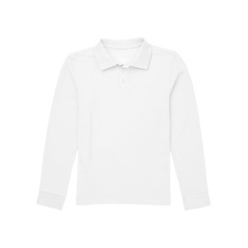 Classroom Uniforms CR835Y Children's Unisex Long Sleeve Pique Polo - White