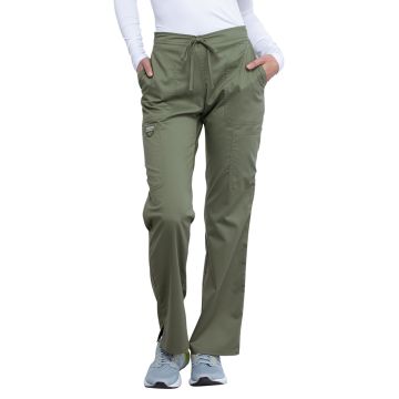 Cherokee WW120 Women's 5-Pocket Mid Rise Drawstring Pant - Olive