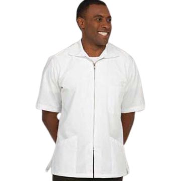 Fashion Seal 190 Unisex Three-Pocket Zip Front Short-Sleeve Lab Shirt