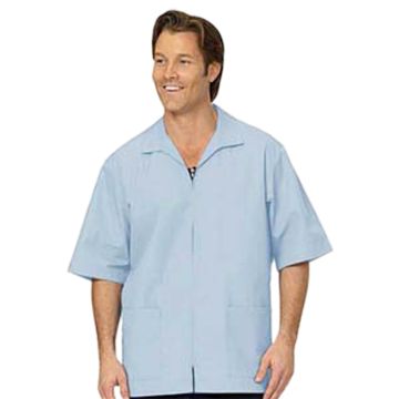 Fashion Seal 193 Unisex Three-Pocket Zip Front Short-Sleeve Lab Shirt