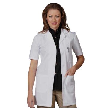 Fashion Seal 3409 Unisex Three-Pocket 34" Mid-Length Short Sleeve Lab Coat