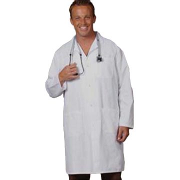 Fashion Seal 471 Men's Three-Pocket 41" Full-Length Snap Front Lab Coat - White