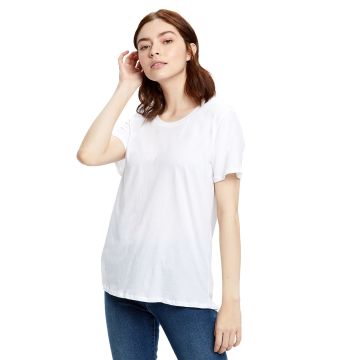 US Blanks US115 Ladies' Short-Sleeve Loose Fit Boyfriend Tee - WHITE