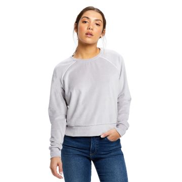US Blanks US538 Women's Velour Long Sleeve Crop T-Shirt