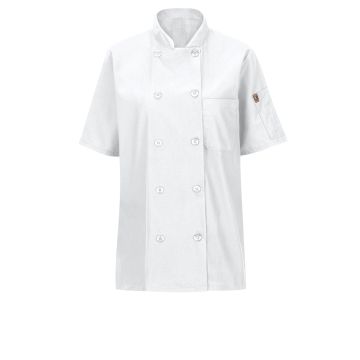 Red Kap 045X Women's Short Sleeve 28.5" Chef Coat with OilBlok + MIMIX