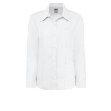 Dickies L254 Women's Long-Sleeve Stretch Oxford Shirt - White