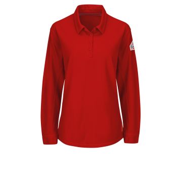Bulwark QT15 Women's iQ Series Comfort Knit Flame-Resistant Long Sleeve Polo - Red
