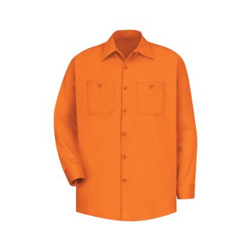 Red Kap SC30 Men's Long Sleeve Wrinkle-Resistant Cotton Work Shirt - Orange