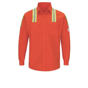 Bulwark SLAT Men's 7Oz Excel Flame-Resistant Hi-Visibility Work Shirt - Orange