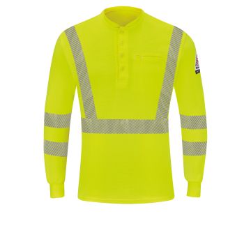 Bulwark SML4 Men's Hi-Visibility Lightweight Long Sleeve Henley