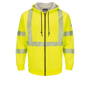 Bulwark SMZ4 Men's 10Oz Hi Vis Zip-Front Fleece Jacket W/Hood
