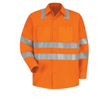 Red Kap SS14 Men's Hi-Visibility Long Sleeve Work Shirt