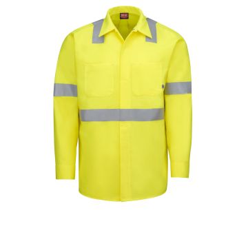 Red Kap SX14HV Men's Long Sleeve Hi-Visibility Ripstop Work Shirt - Type R, Class 2