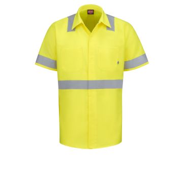 Red Kap SX24 Unisex Short Sleeve Hi-Visibility Ripstop Work Shirt with MIMIX + OilBlok, Type R Class 2