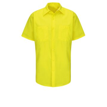 Red Kap SY24 Men's Hi-Visibility Short Sleve Ripstop Work Shirt - Yellow
