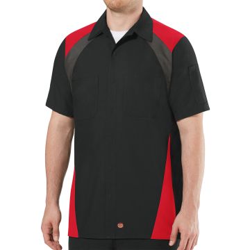 Red Kap SY28 Men's Short Sleeve Tri-Color Shop Shirt
