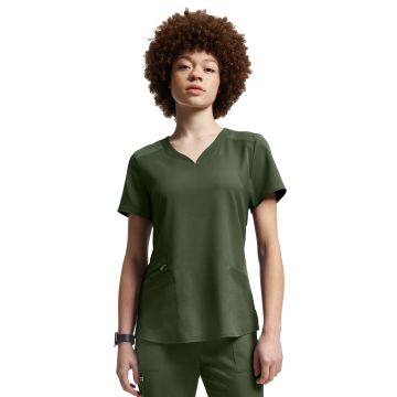 White Cross WT121 Women's Three-Pocket Curved V-Neckline Top - Olive