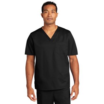 Wink WW3160 Wink &#153;  Unisex WorkFlex &#153;  Chest Pocket V-Neck Top WW3160 - Black