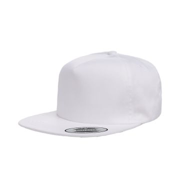 Yupoong Y6502 Adult Unstructured 5-Panel Snapback Cap - WHITE