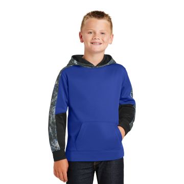 Sport-Tek &  Youth Sport-Wick &  Mineral Freeze Fleece Colorblock Hooded Pullover. YST231