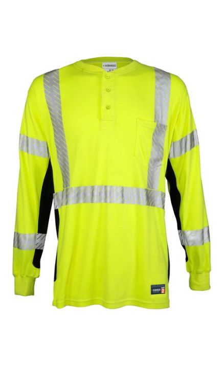 Kishigo F694 FR Long Sleeve Henley T-Shirt - Lime